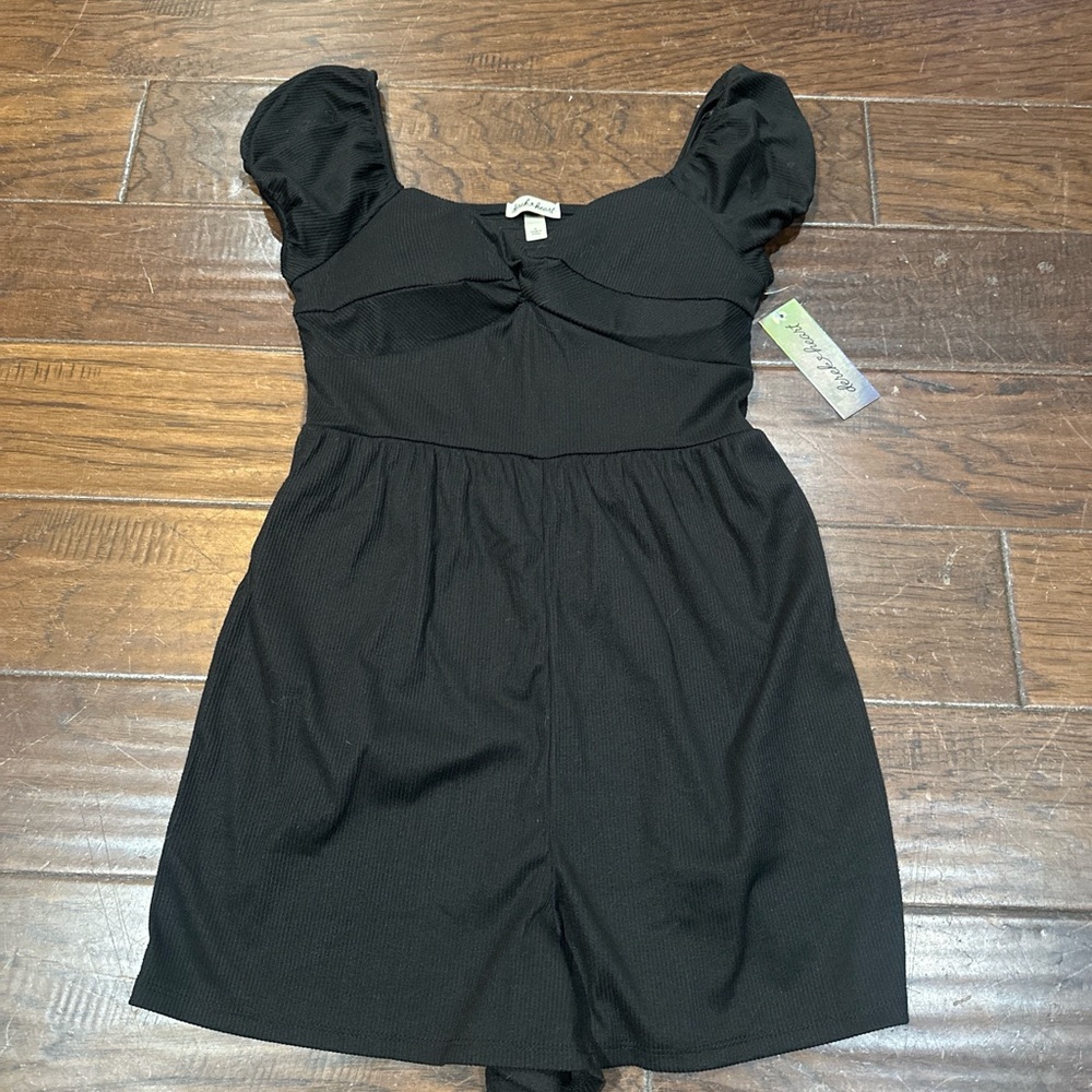 Derek Heart Black Ribbed Romper Size M